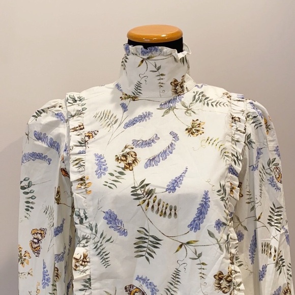 NWT Anthropologie Meadow’s Floral Print High Neck Blouse - Picture 5 of 11